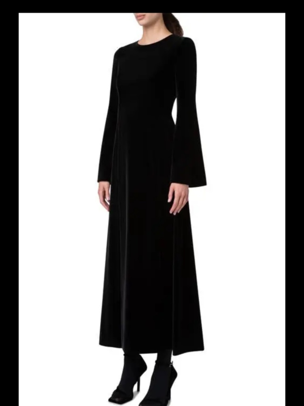 AKRIS  Long Sleeve Velvet Midi Dress